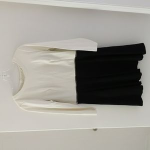 Banana Republic black and white a line dress zipper detail size 14.